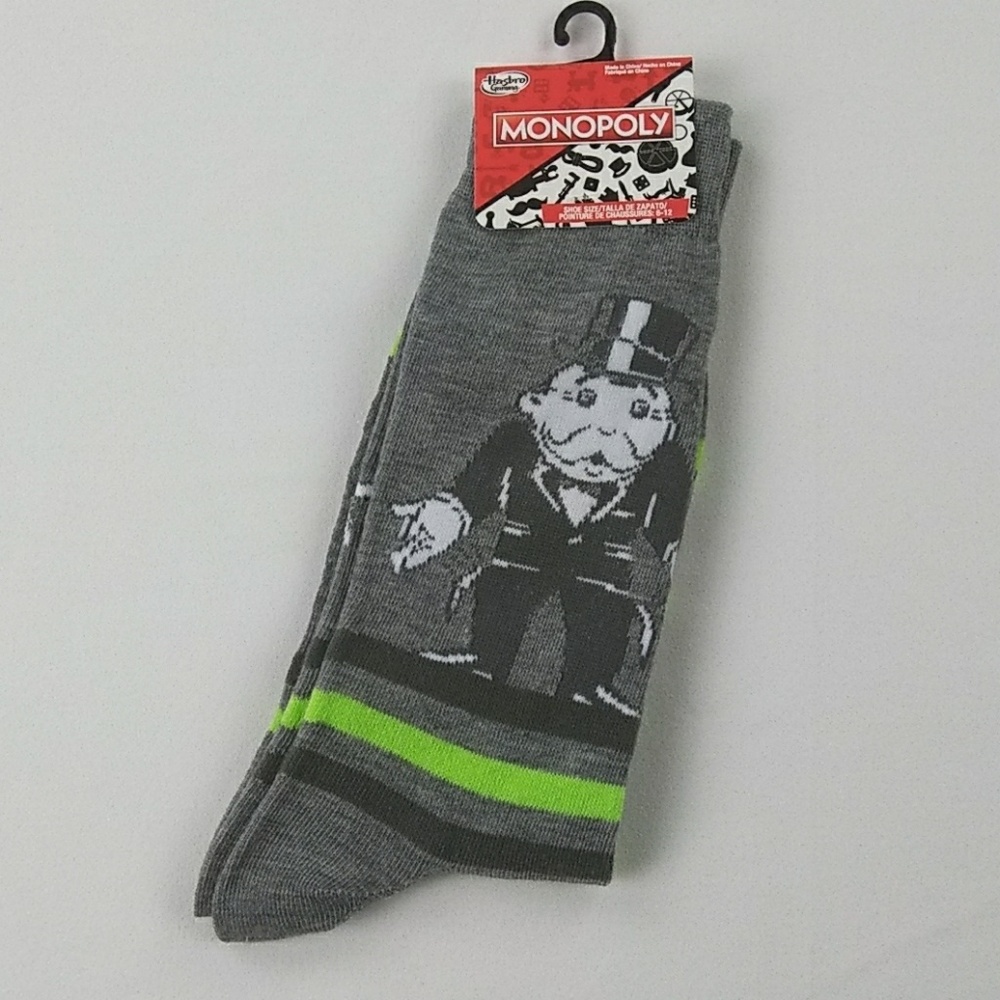 Mr. Monopoly socks new crew gray hasbro
